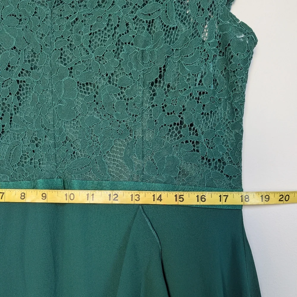 Miusol Deep Green Faux Wrap Ruffle Dress Scalloped Neck HiLo Skirt sz XXL= US XL - Picture 10 of 11